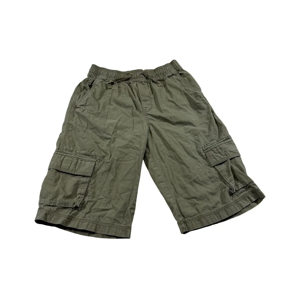 Hanna Andersson Cargo Shorts 14-16 Olive Green Ripstop Utility Kids Outdoor